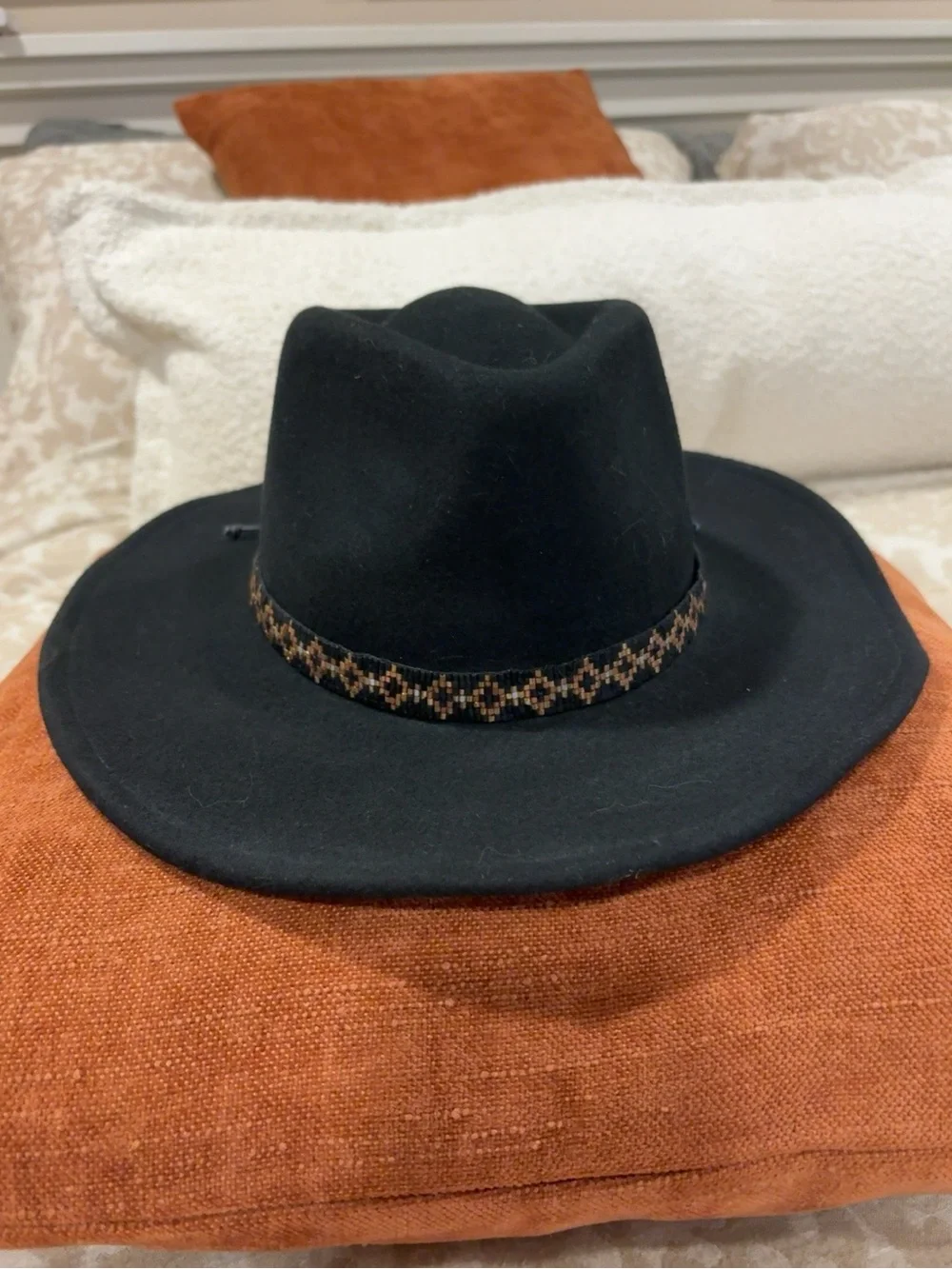 Nikki Beach Electra Black Wool Western Hat UPF 50+ Adjustable NWT